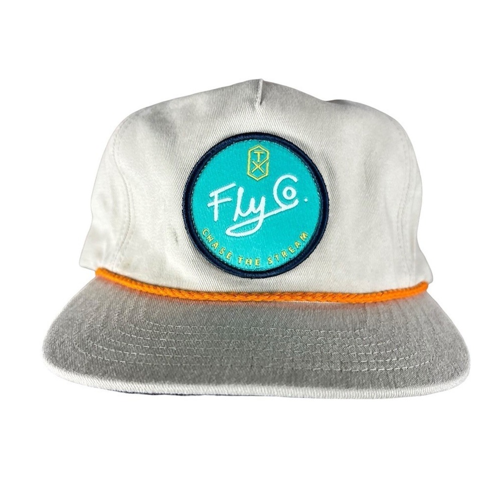 Fly‎ Co. Chase The Stream Snapback Trucker Cap Beige Gray Orange Rope OS